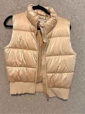 Calvin Klein Shimmery Cream Quilted Puffer Vest